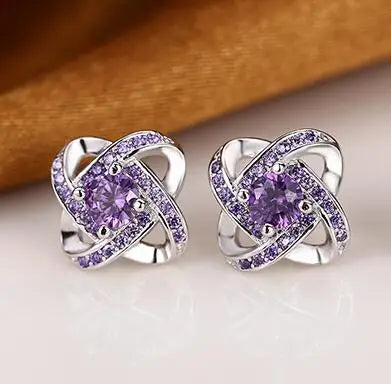 925 Sterling Silver Stud Earrings Zircon High Quality For Women's Wedding Fine Jewelry Accessories Gift