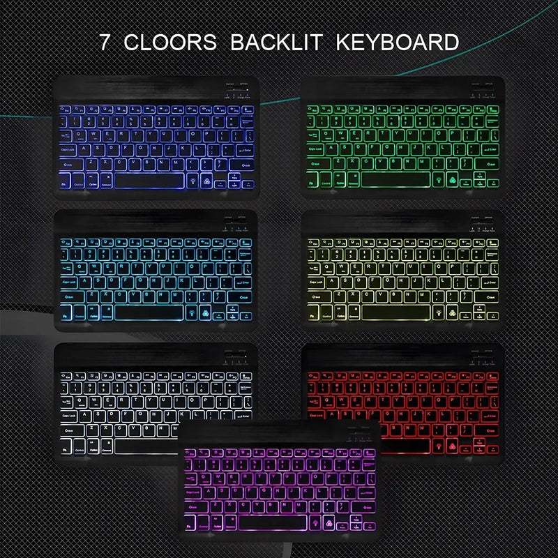 Teclado inalámbrico Bluetooth de 10 pulgadas con retroiluminación, panel táctil, teclado y ratón para PC, iOS, Android, Windows TV Box, iPad