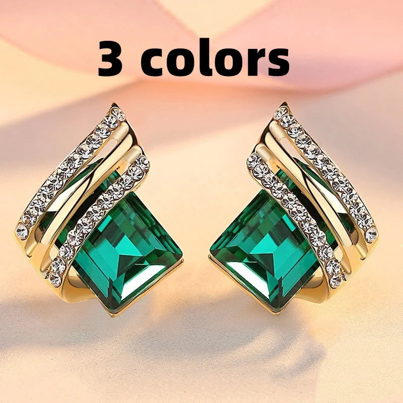 Luxury Fashion Zircon Earrings Large Gems Crystal Earrings for Women Engagement Earring Jewelry Birthday Party Anniversary Gifts