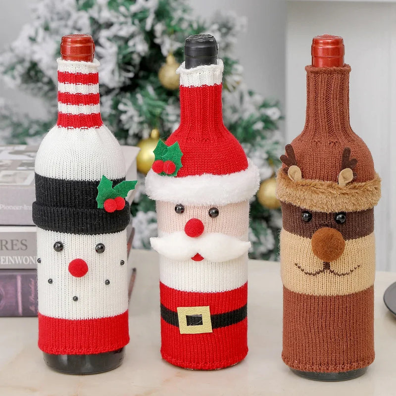 Christmas Decorations for Home Santa Claus Wine Bottle Cover Snowman Stocking Gift Holders Xmas Decor New Year