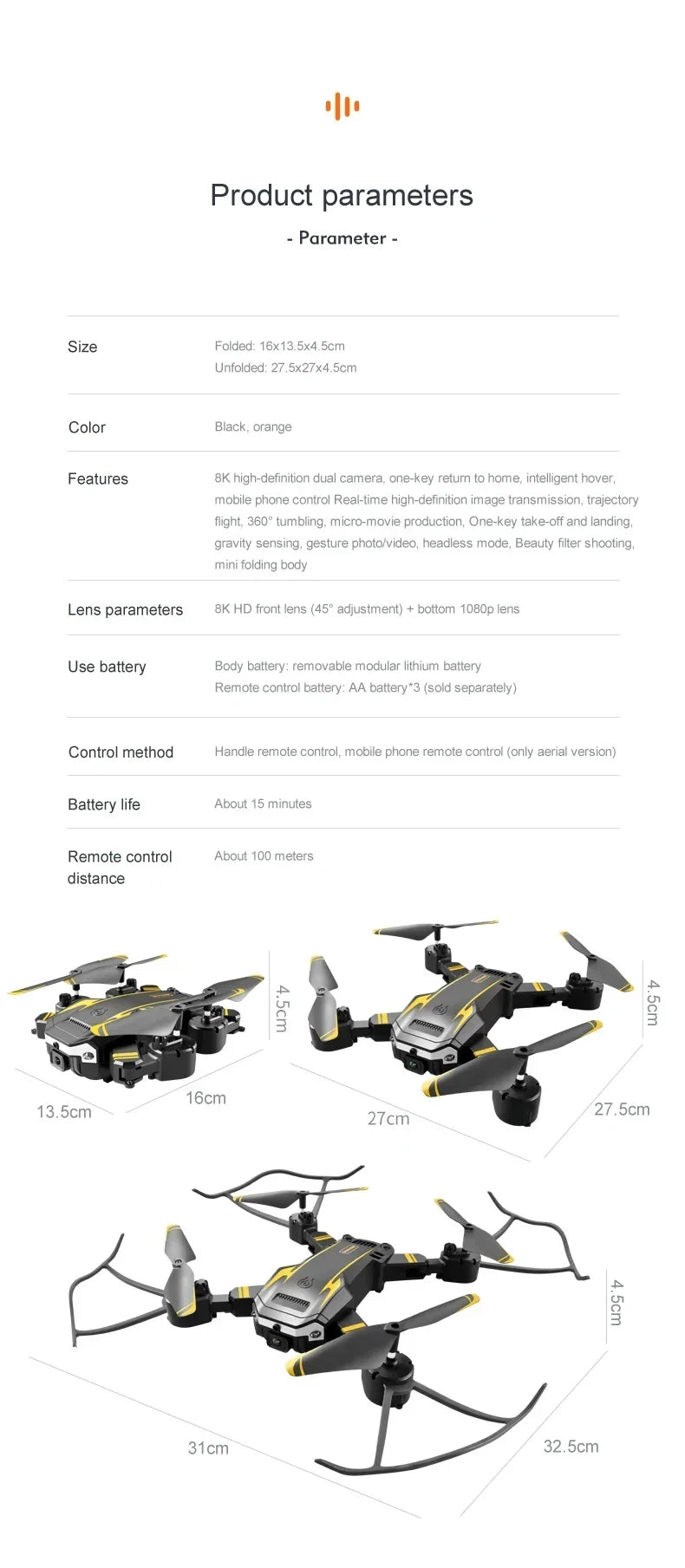 Dron Xiaomi MIJIA G6 8K 5G Wifi Fotografía aérea profesional HD GPS Omnidireccional Evitación de obstáculos Quadcopter Distancia