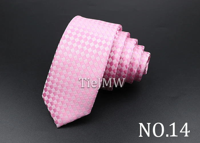 Men's Classic Skinny Stripe Necktie Red Navy Blue Ties Jacquard Woven Solid Plaid Dots Tie Daily Wear Cravat Wedding Party Gift