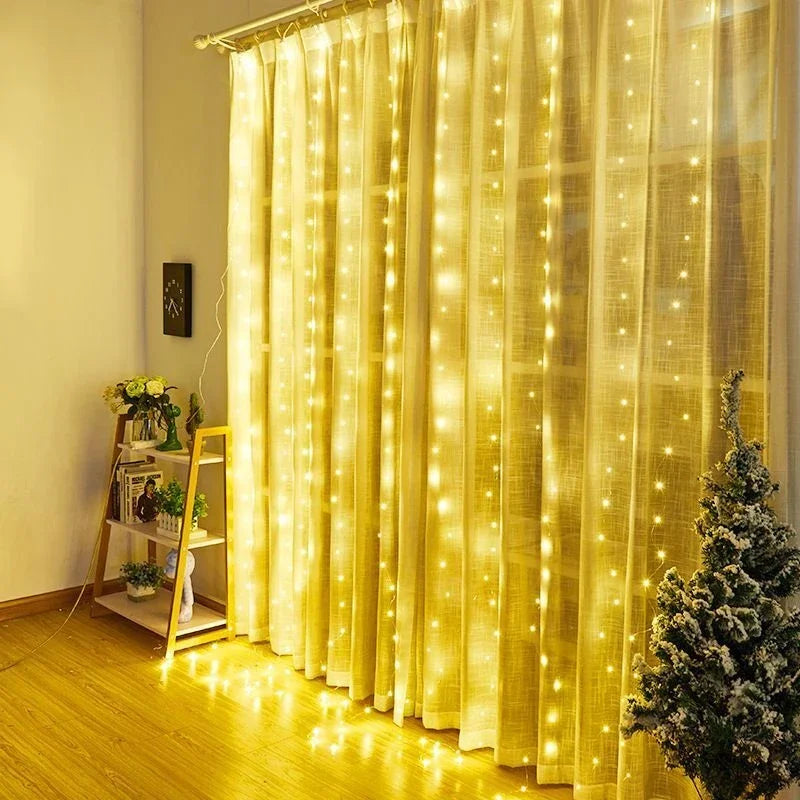 1 Pack LED Curtain Lights with USB 8 Modes Remote Control,for Wedding,Home,Party,Window,Wall,Halloween and Christmas Decorations