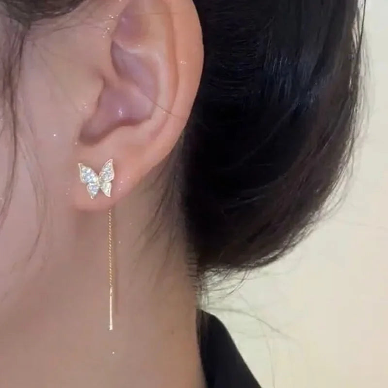 Pendientes elegantes y modernos con borlas de circonita y bola de diamantes de imitación marrones para mujer, accesorios de uso diario, regalos de joyería para fiestas