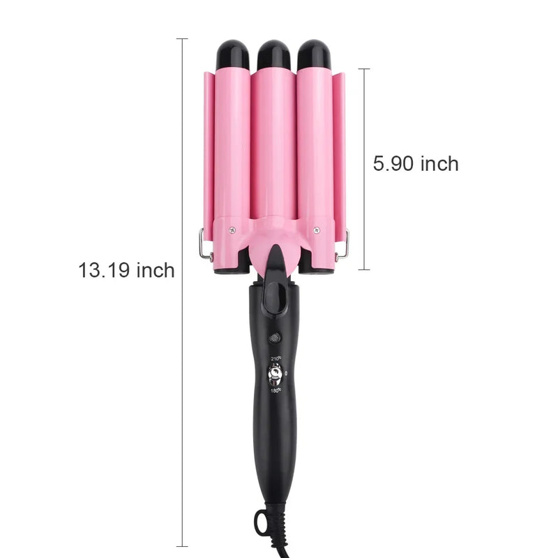 3 Barrel Curling Iron Wand Temperature Adjustable 5 Size Perm Splint Ceramic Triple Barrels Hair Waver Portable Hair Iron Curler