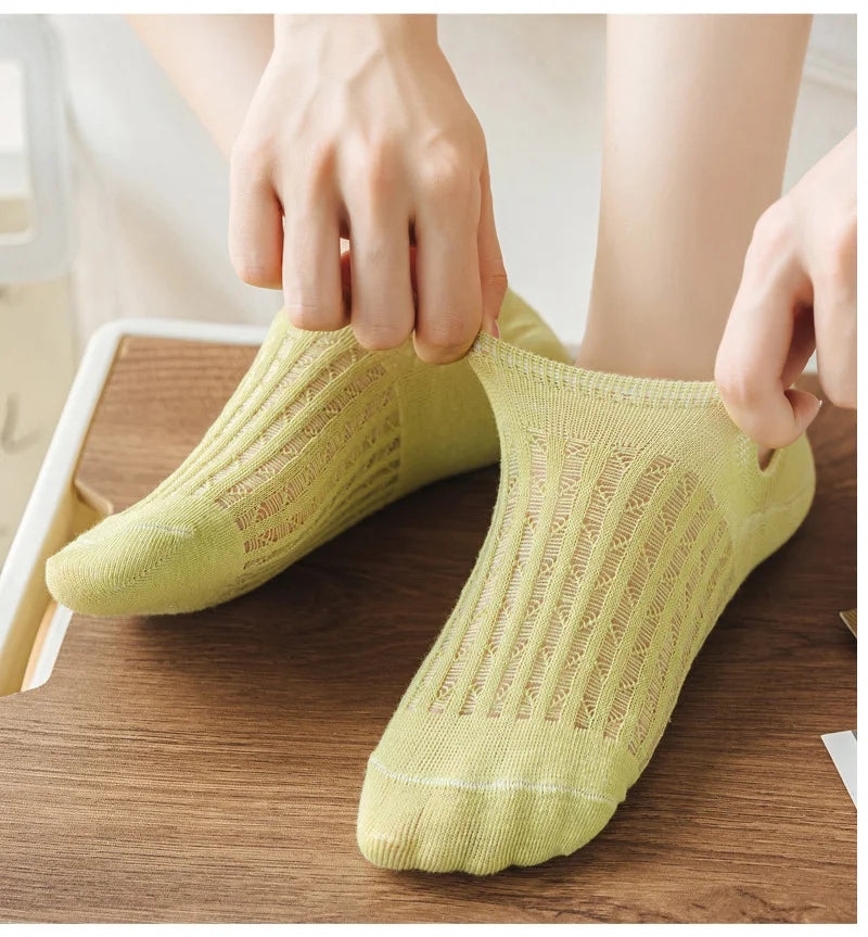 Socks women's Summer Invisible Short No Show Fashion Lace Breathable Silicone Non-slip Cotton Boat Socks