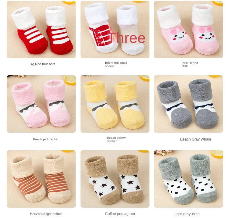 Baby Socks Girls Boys Print Thick Terry Clothes Newborn Accessories Kids Children Toddlers Slipper Gift Clothes Infant Stuff