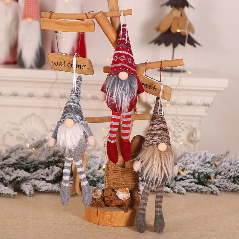 Christmas Plush Gnomes Doll Xmas Tree Hanging Mini Santa Claus Gnomes Pendant Christmas Swedish Home Decoration Lovely Doll Gift