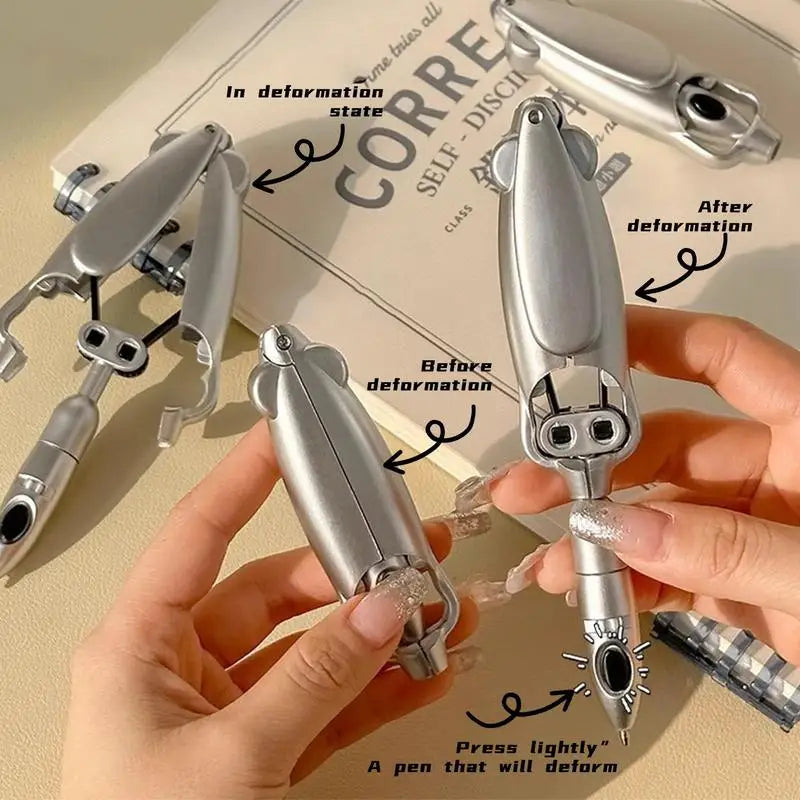 Transforming Pen Robotic Ballpoint Foldable Writing Pen Squid-Inspired Relaxing Toy Student Stationery Pen For Home Exams