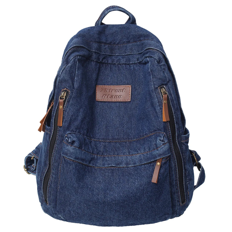 Denim Fashion Backpacks for School Trend Student Jeans Bag Multi Pockets Large Capacity Rucksack Mochila De Escola Feminina 2023