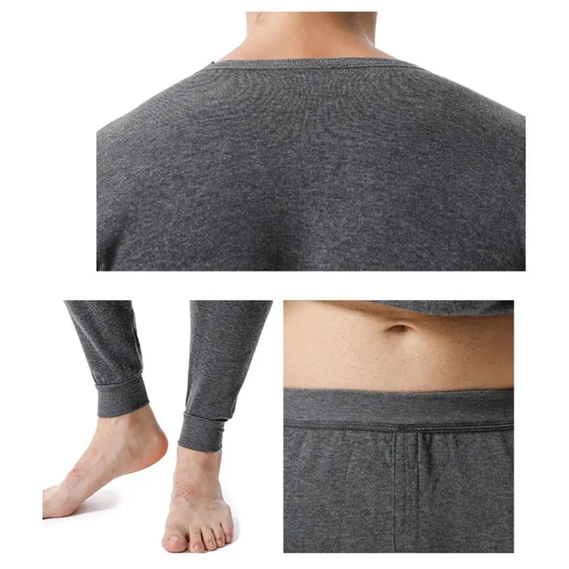 Conjunto de ropa interior térmica de invierno para hombre, con forro polar de algodón suave, paneles cálidos, conjunto de calzoncillos largos, parte superior e inferior, ropa térmica, pijamas