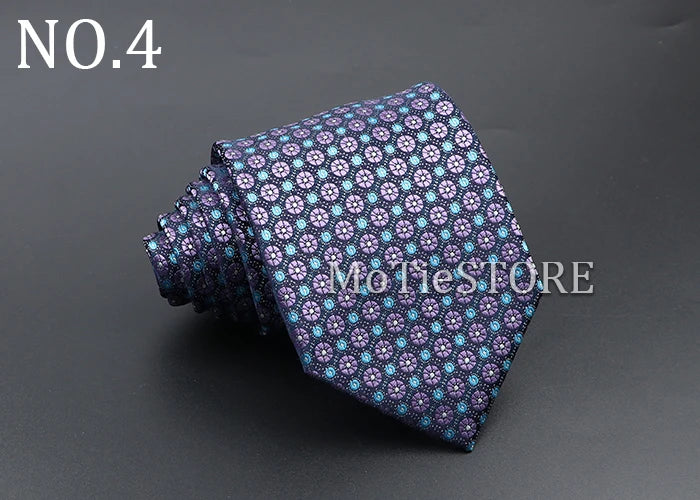 Men's Fashion Tie 8cm Blue Necktie Classic Plaid Striped Neck Tie Paisley Floral Neckties Daily Wear Cravat Wedding Party Gift