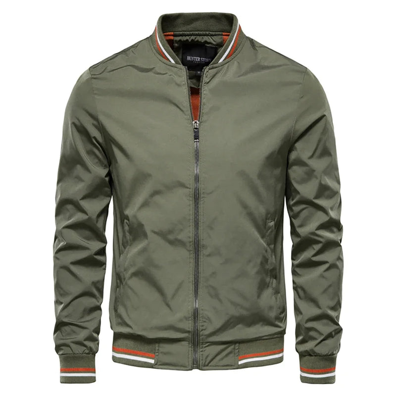 Chaqueta bomber de color liso AIOPESON para hombre, chaqueta de béisbol informal de corte ajustado para hombre, nueva moda de otoño, chaquetas de alta calidad para hombre