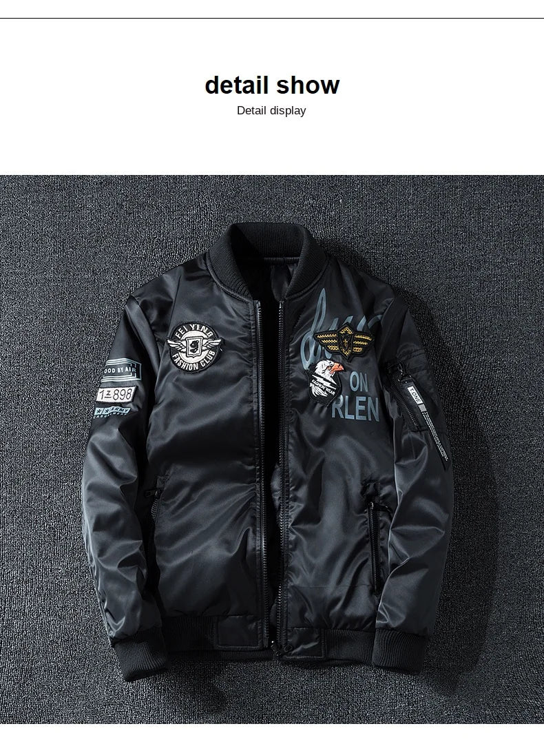 Coat Men's Air Force Pilot Jacket MA1 Autumn/Winter Baseball Suit Trendy Brand Double Sided Thickened Large