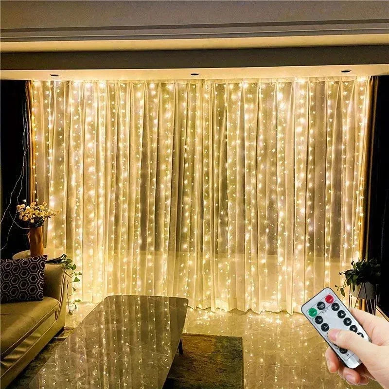 1 Pack LED Curtain Lights with USB 8 Modes Remote Control,for Wedding,Home,Party,Window,Wall,Halloween and Christmas Decorations