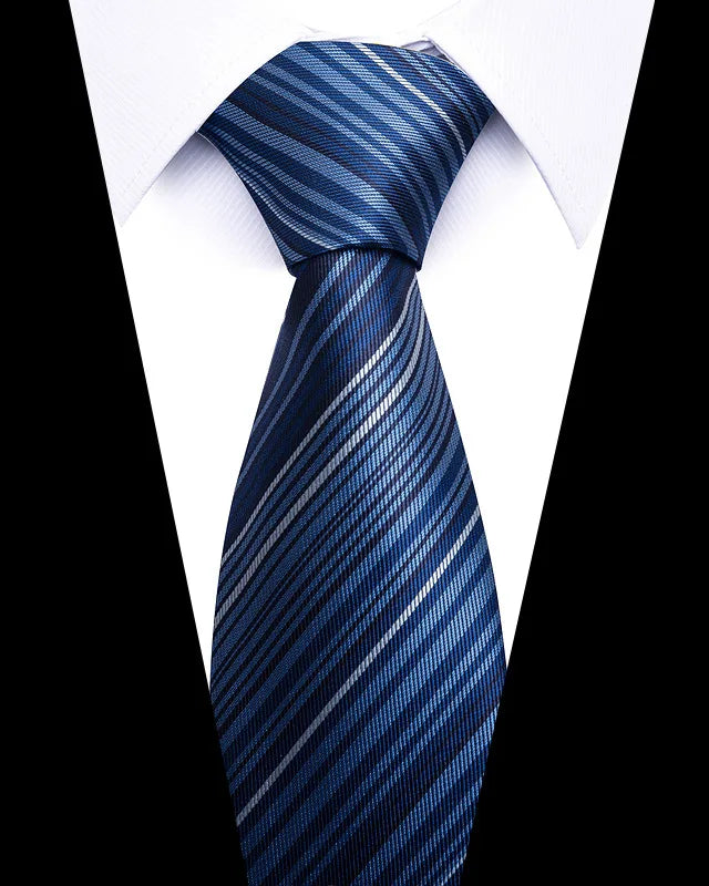 High-quality Wedding Ties For Men Fashion New Style Blue Strip Print Neckties Daily Office Apparel Accessories Gift For Man