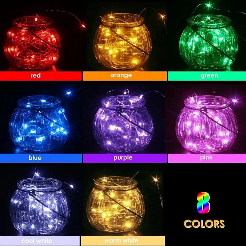 Cadena de luces LED de alambre de cobre de 1 m, 2 m, 3 m, 5 m, 10 m, 20 m y 30 m, guirnalda de luces festivas para árbol de Navidad, decoración de bodas y fiestas