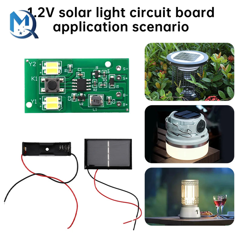 Placa de circuito de luz solar bicolor blanca y cálida de 1,2 V, luz solar para césped, fuente de luz solar para cercas, kit de bricolaje para placa de control de luz