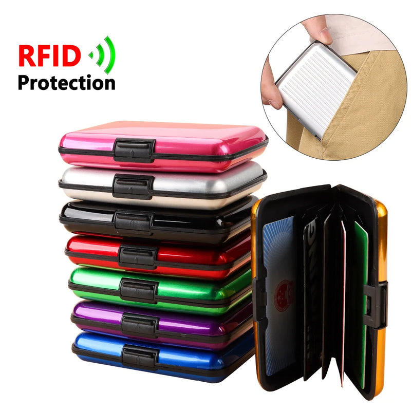 6 Card Slot RFID Blocking Credit Card Holder Men Women Coin Purse Aluminum Metal Waterproof Anti-Theft Wallet Business Card Case