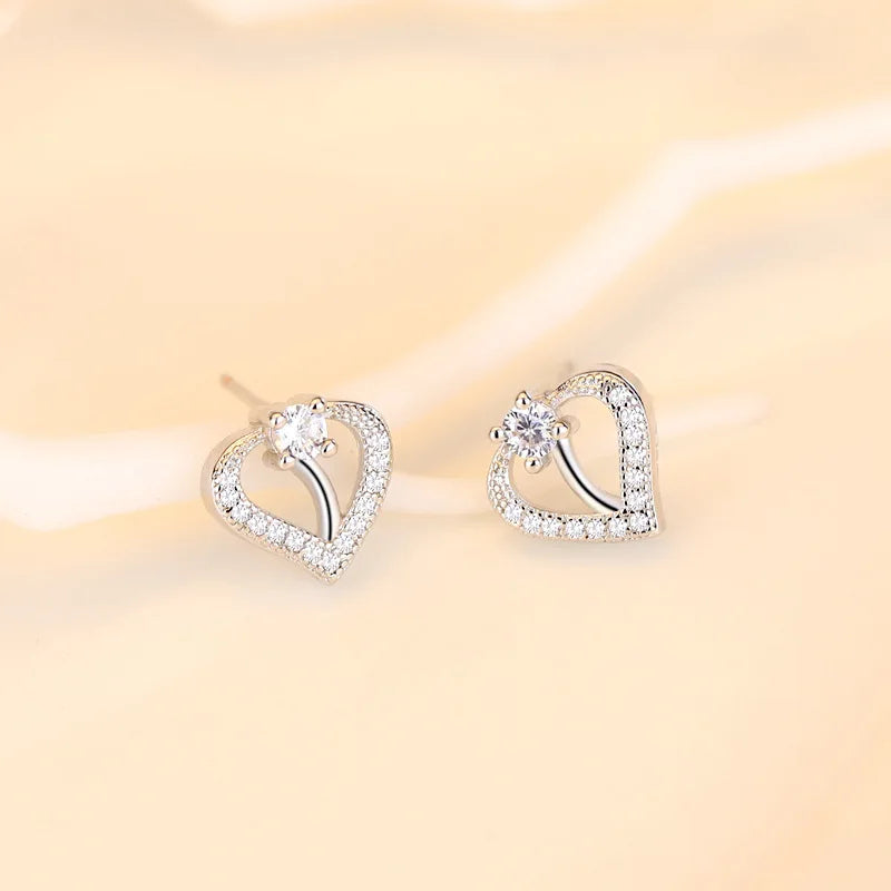 925 Sterling Silver Stud Earrings Zircon High Quality For Women's Wedding Fine Jewelry Accessories Gift