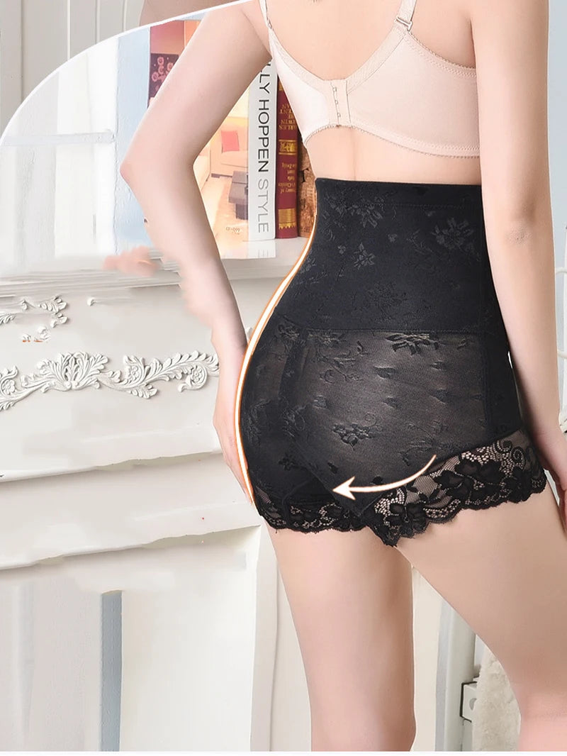 High Waist Shaper Panties Sexy Lace Body Shaper With Zipper Control Panties Postpartum Women Shapewear Butt Lifter Waist Trainer