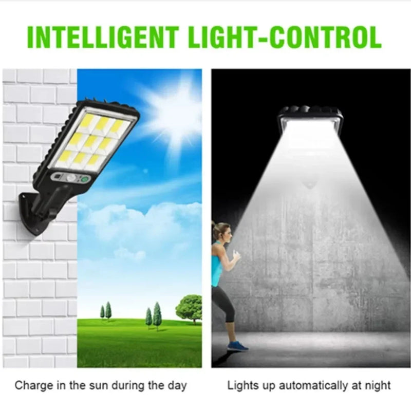 LED Solar Outdoor Remote Control 3 Modes LED Courtyard Wall Lamp Human Body Induction Garden Terrace Garage Door Street Lighting