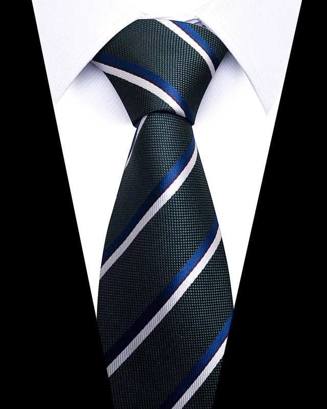 High-quality Wedding Ties For Men Fashion New Style Blue Strip Print Neckties Daily Office Apparel Accessories Gift For Man