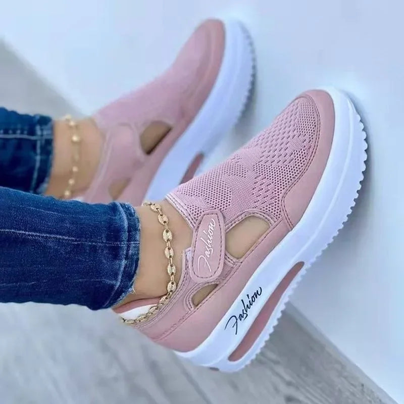 Zapatos de mujer Zapatillas de deporte para mujer Zapatos casuales de verano Nuevos zapatos deportivos de malla transpirable para mujer Sandalias de plataforma vulcanizadas para mujer 2024