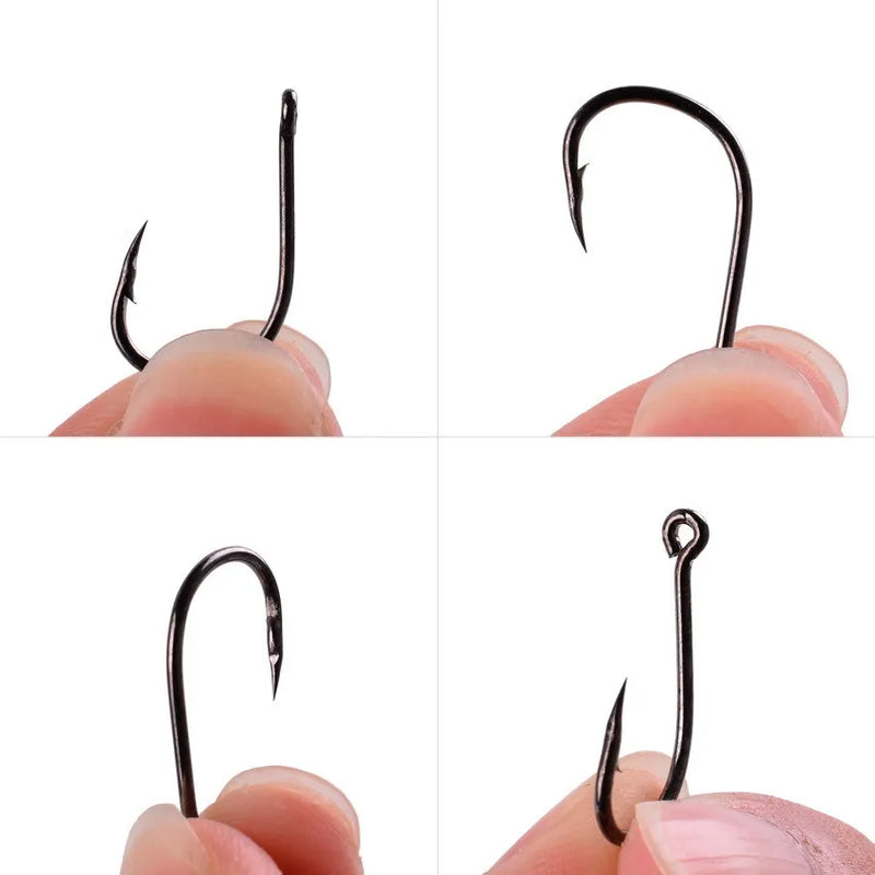 100PCS/Box Fishing Hooks Set Saltwater Fresh Water High Carbon Steel Carp Fishhook with Fishing Tackle Box  Fishing Accessories