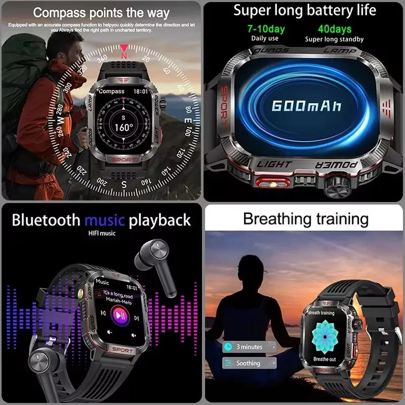 2024 New Outdoor Professional Sports GPS Smart Watch Men Heart Rate Bluetooth Call 3ATM Waterproof Swimming Fitness Smartwatches