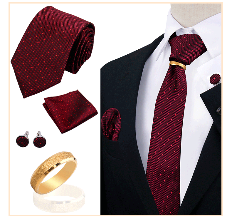 Corbatas para hombre con juego de broches y anillos, diseño de marca, corbatas, pañuelos, gemelos, regalos para bodas y fiestas, accesorios para hombre