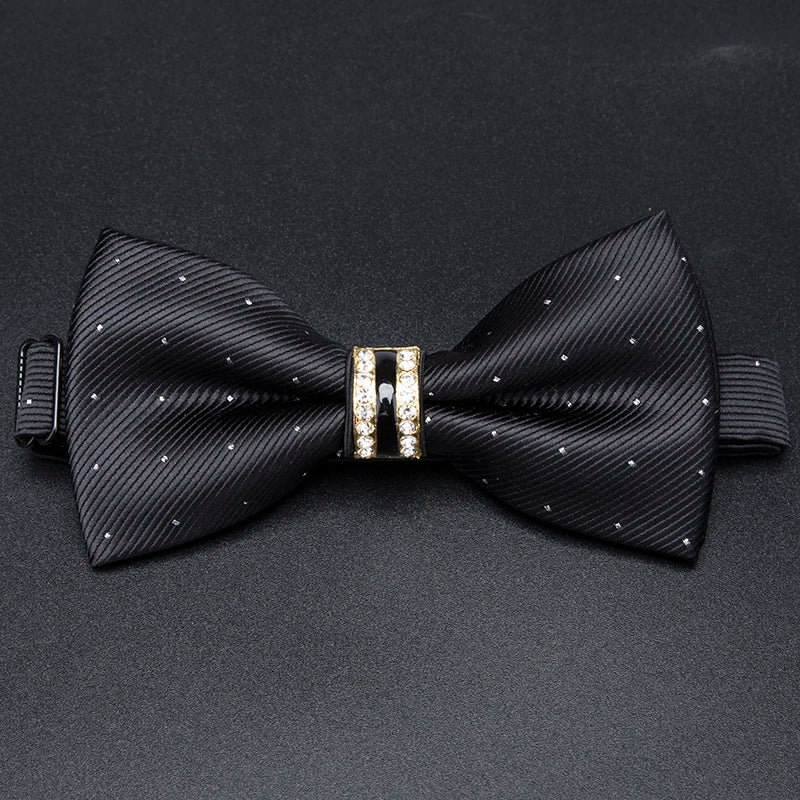 Men's Stripe Luxury Bowtie Necktie Formal Business Wedding Party Black Bow Tie Male Dress Shirt Accessories Gifts for Men Ties