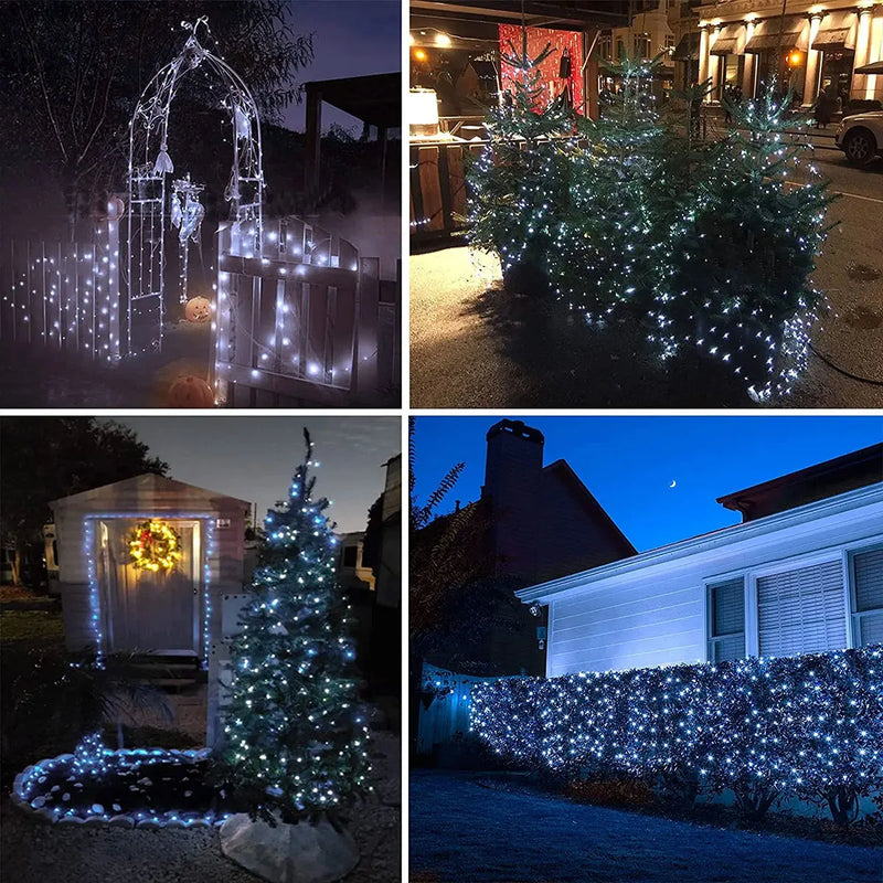 Guirnalda de luces LED solares para exteriores, 7 m, 22 m y 32 m, resistente al agua, para decoración de fiestas navideñas y fiestas