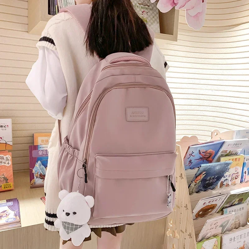 Mochila universitaria impermeable de alta capacidad para mujer, nueva moda 2024, mochilas escolares para ordenador portátil para niñas, linda mochila de viaje para niñas