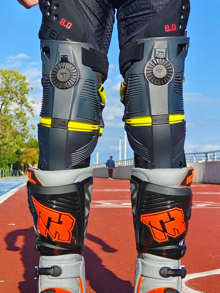 T Brand Motorcycle Protective Kneepad for Off-road and Highway Riding with Mechanical Leg Protection and Exoskeleton Guards