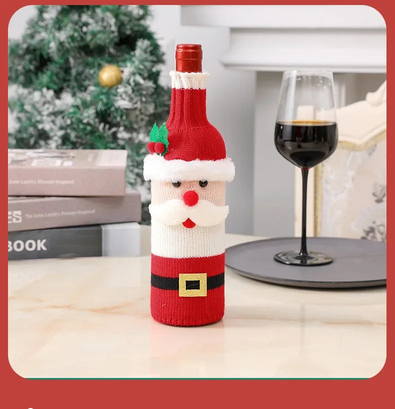 Christmas Decorations for Home Santa Claus Wine Bottle Cover Snowman Stocking Gift Holders Xmas Decor New Year