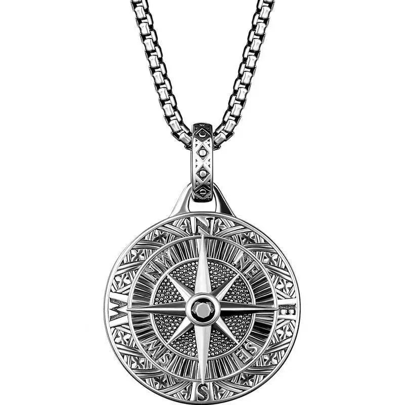 Quality Fashionable Medal Necklace Pendant Pirate Ship Compass Personality Men\'s Necklace Pendant Hip Hop Jewelry Trend Jewelry