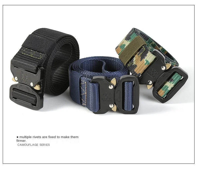 New Men's Belt Outdoor   Hunting Tactics Belt Multi Functional Buckle Nylon Belt Marine Corps Canvas Metal  Buckle