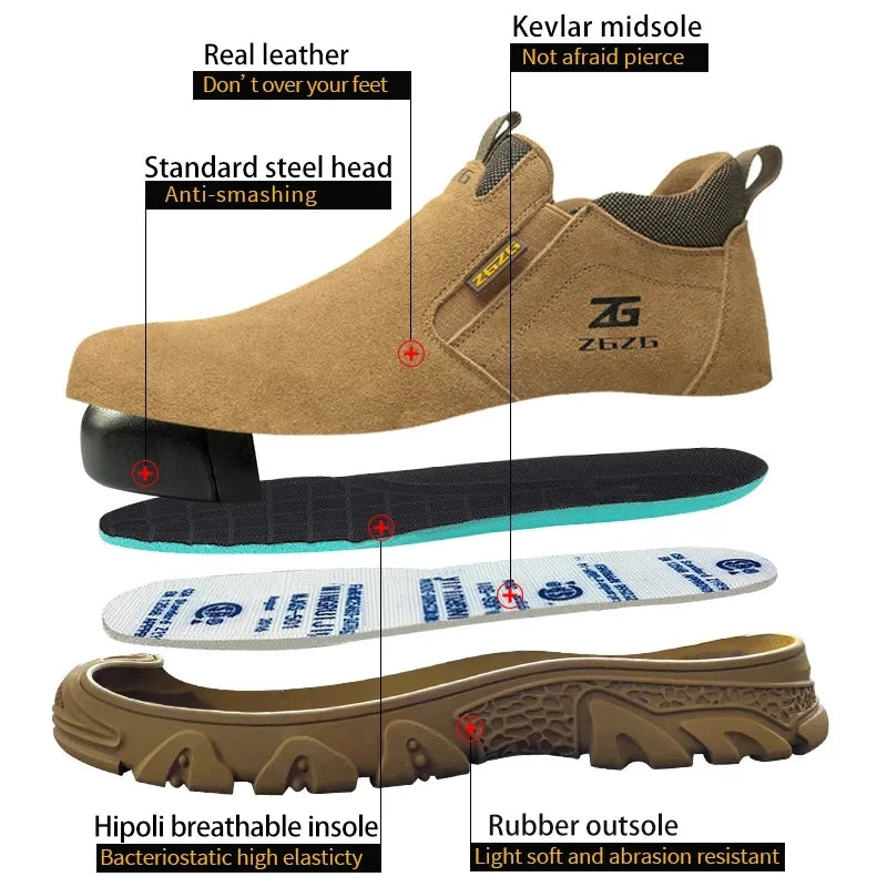 Plus Size 48 Anti Scald Welding Shoes Work Boots Men Anti-smash Anti-puncture Safety Shoes Indestructible Men Protective Shoes