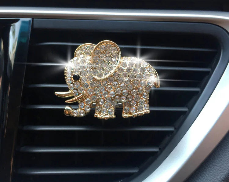 1 ambientador con forma de elefante de diamante para ventilación de coche, con clip para aromaterapia, fragancia, decoración de perfume, accesorios para coche