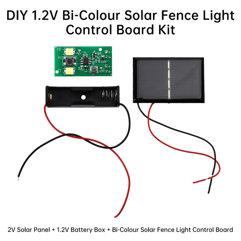 Placa de circuito de luz solar bicolor blanca y cálida de 1,2 V, luz solar para césped, fuente de luz solar para cercas, kit de bricolaje para placa de control de luz