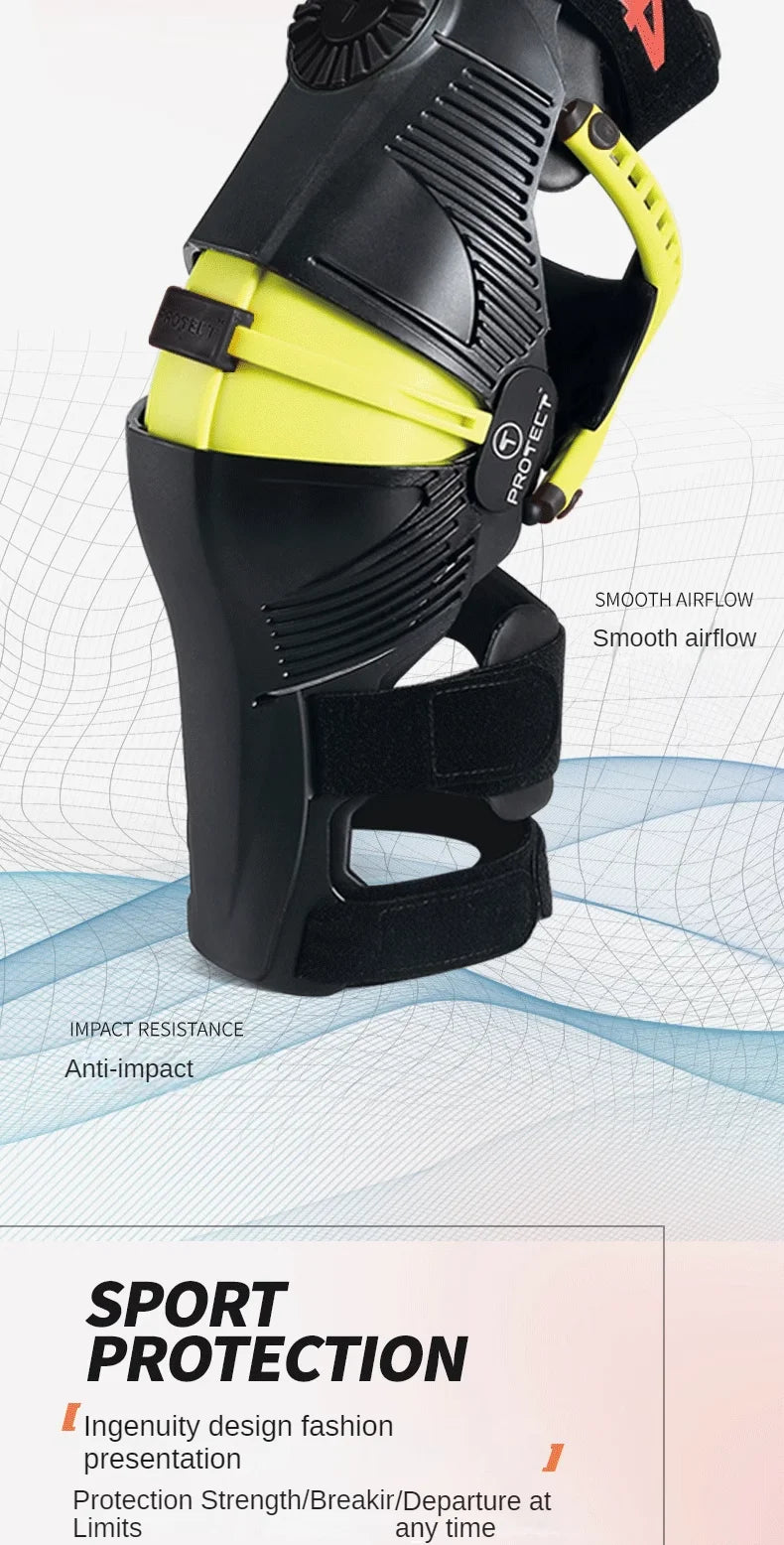 T Brand Motorcycle Protective Kneepad for Off-road and Highway Riding with Mechanical Leg Protection and Exoskeleton Guards