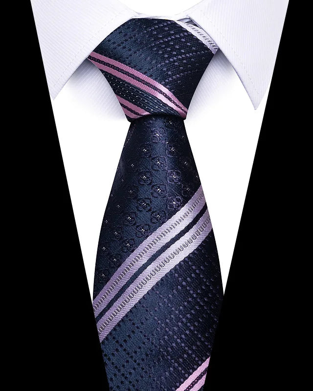 High-quality Wedding Ties For Men Fashion New Style Blue Strip Print Neckties Daily Office Apparel Accessories Gift For Man