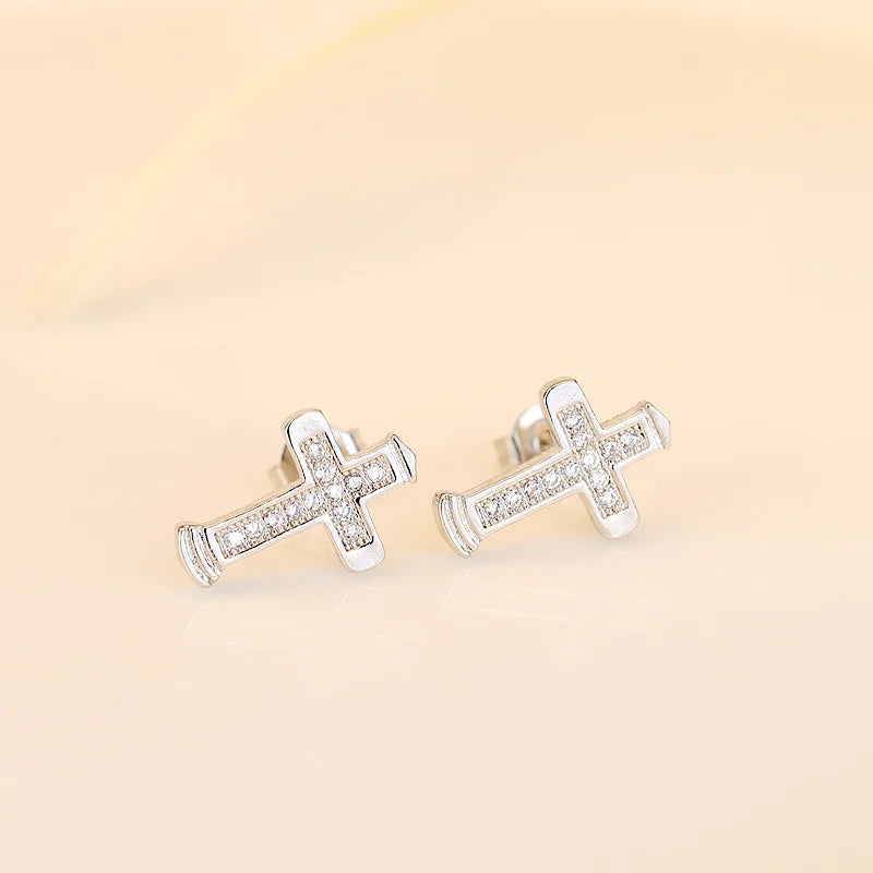 925 Sterling Silver Stud Earrings Zircon High Quality For Women's Wedding Fine Jewelry Accessories Gift