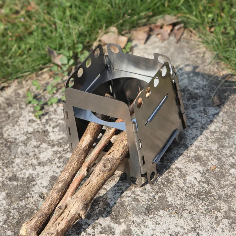 Titanium Outdoor Camping Stove Portable Ultralight Folding Wood Stove Pocket Stove Camping Fishing Hiking Mini Firewood Stove