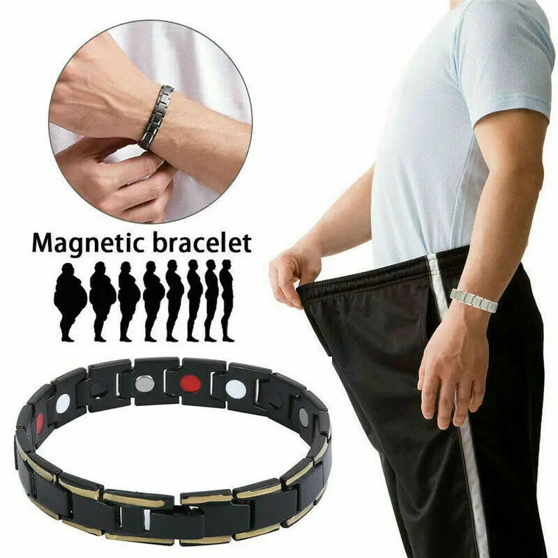 Pulsera clásica de energía para aliviar el dolor de artritis con imán magnético saludable para hombres, brazaletes para el cuidado de la salud y la pérdida de peso