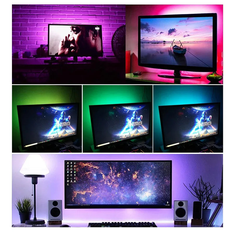 Luces LED para habitación, tira de luz LED USB de 5 V, enchufe Rgb 5050, 5 m, 10 m, retroiluminación LED para TV, luces LED inteligentes, accesorios de configuración para juegos