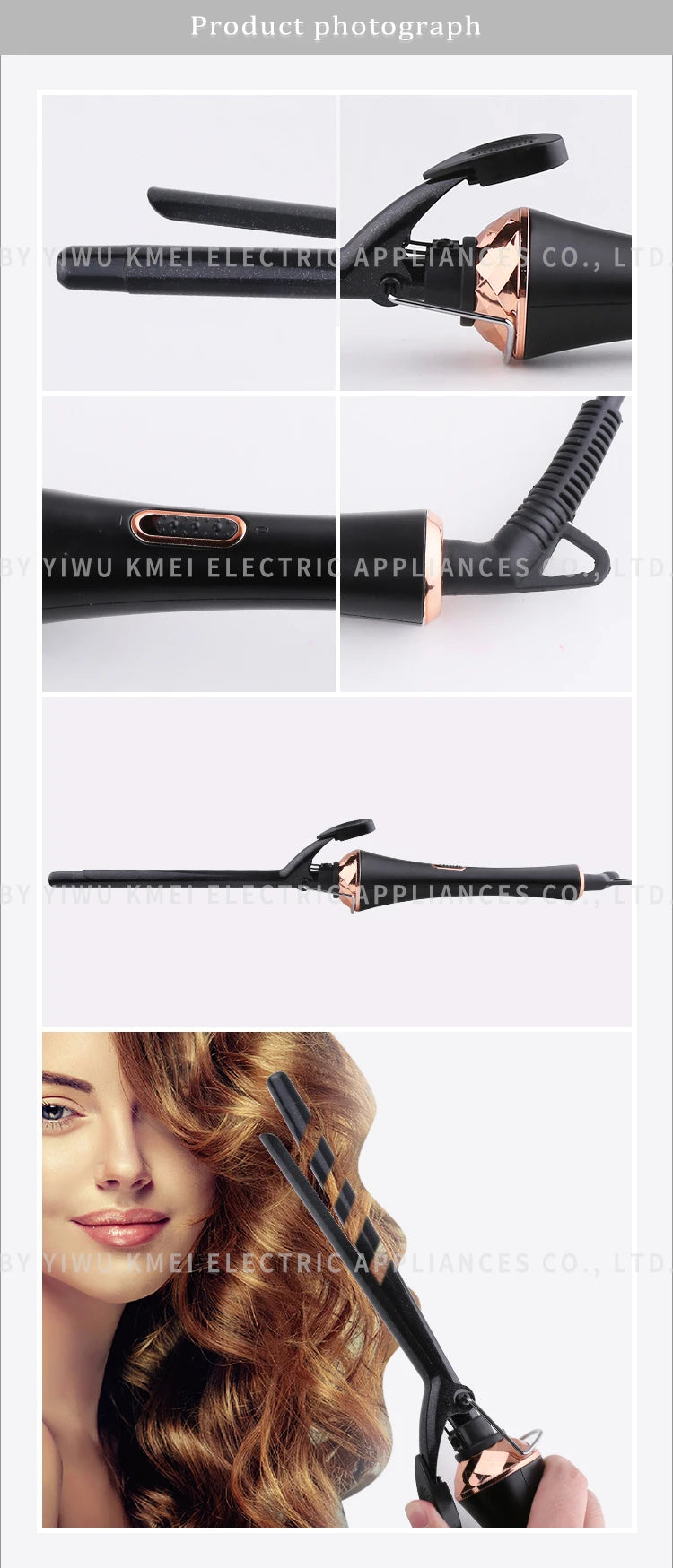 Kemei Professional Hair Curler Curling Iron with Extra Long Tourmaline Double Ceramic Barrel Hair Waving Style Tool Fast Heat