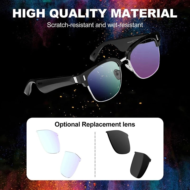 Smart Sunglasses Anti-Blue Audio Glasses Wireless Bluetooth Open Ear Speaker Headsets Handsfree Music Call for Gaming Meeting..