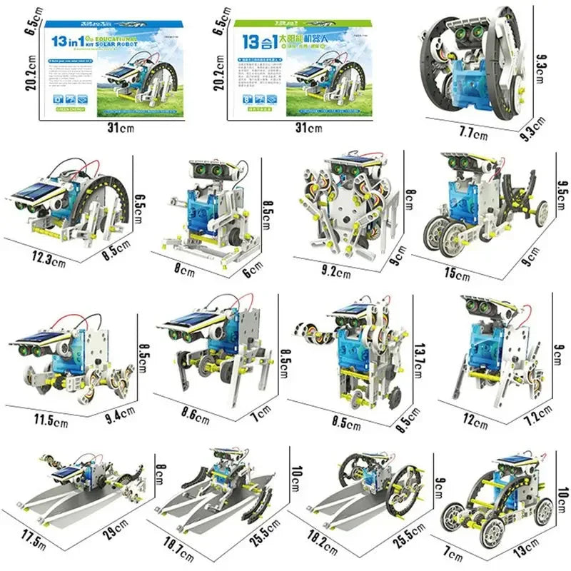 Solar Powered Robot DIY Assembled Kit Science Educational Toys For Children 13 Forms Transformation Robot Boy Gift School STEM